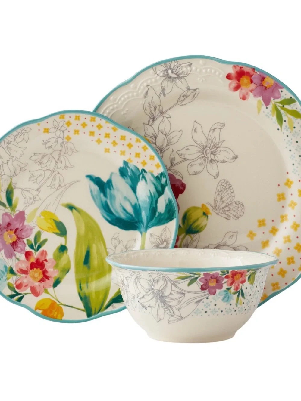 The Pioneer Woman Blooming Bouquet Dinnerware Set 12 pieces